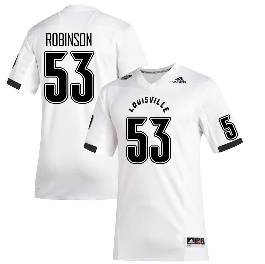 Men #53 Lance Robinson Louisville Cardinals College Football Jerseys Stitched Sale-White - Click Image to Close